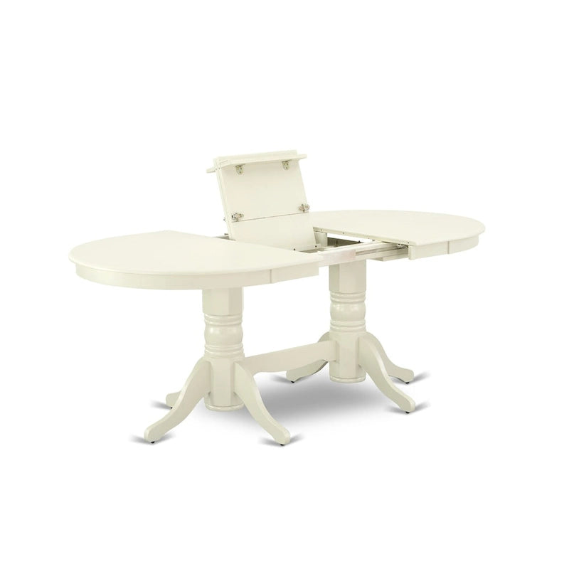East West Furniture 9 Piece Kitchen Table Set- an Oval Dining Table and 8 Shitake Linen Fabric Chairs, Linen White