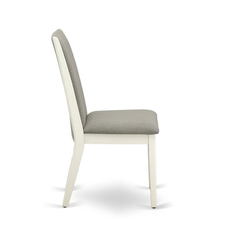 East West Furniture 9 Piece Kitchen Table Set- an Oval Dining Table and 8 Shitake Linen Fabric Chairs, Linen White