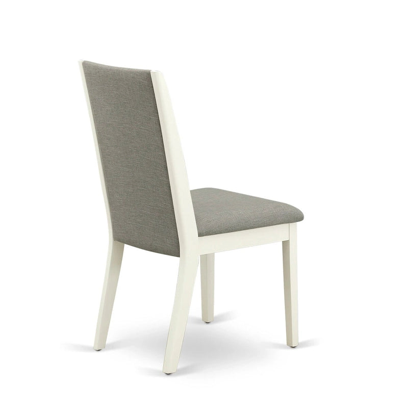 East West Furniture 9 Piece Kitchen Table Set- an Oval Dining Table and 8 Shitake Linen Fabric Chairs, Linen White