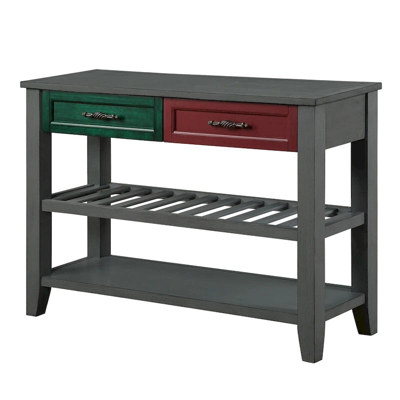 Console Sofa Table with 2 Storage Drawers and 2 Tiers Shelves, 42 Wood Buffet Sideboard for Room Kitchen Entryway Hallway