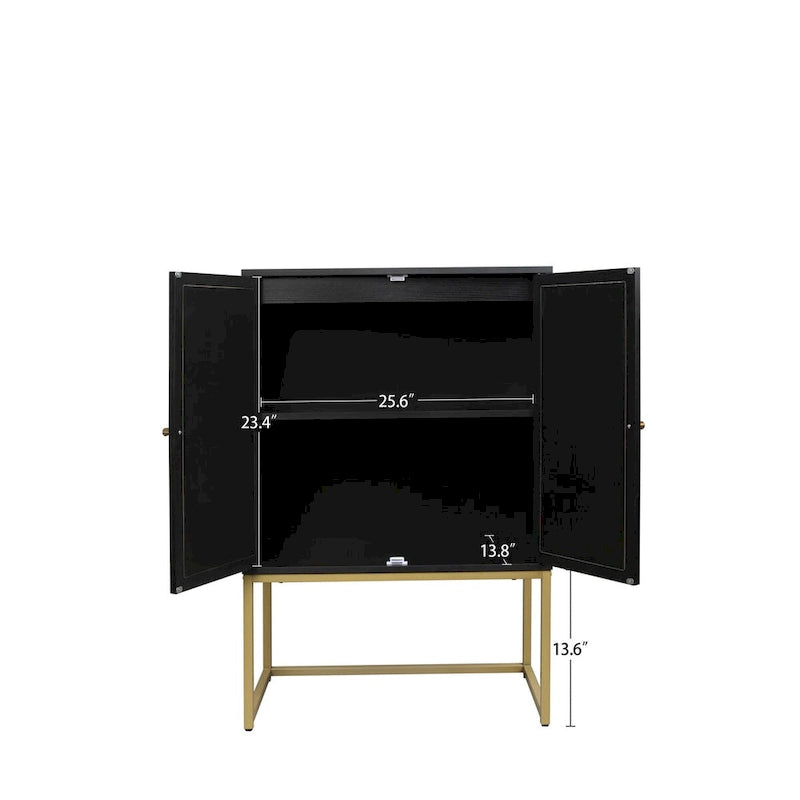 Meuble Haut en Rotin Naturel 2 Portes, Étagère Réglable, Montage Facile, Armoire Autonome pour Salon Chambre à Coucher