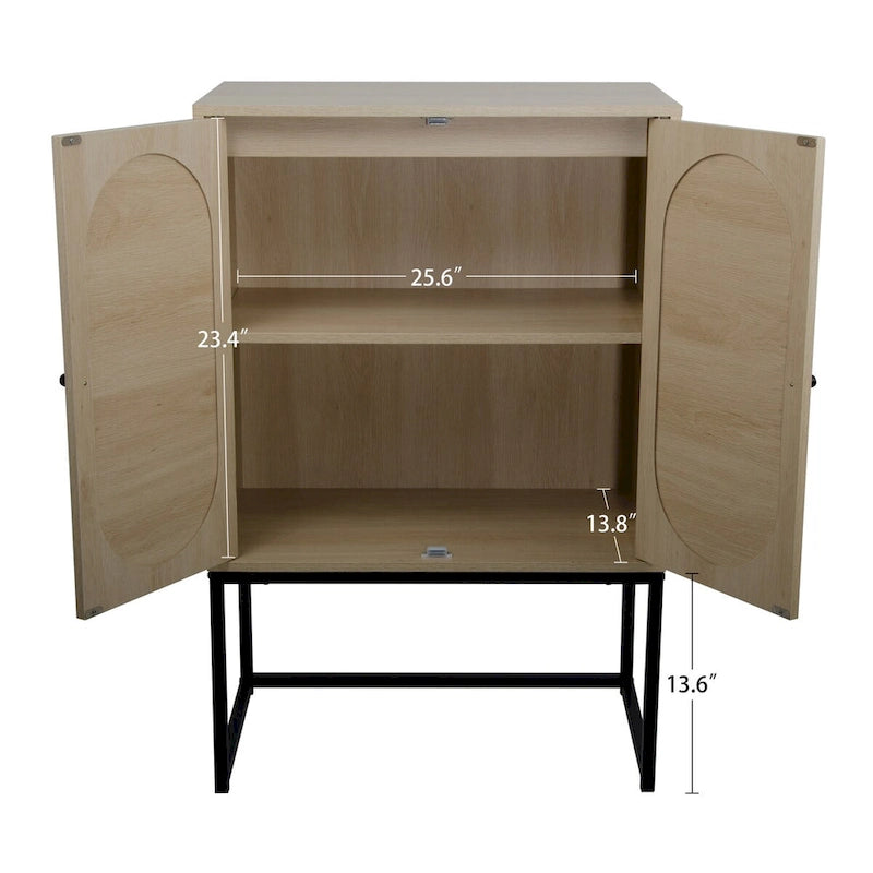 Meuble Haut en Rotin Naturel 2 Portes, Étagère Réglable, Montage Facile, Armoire Autonome pour Salon Chambre à Coucher