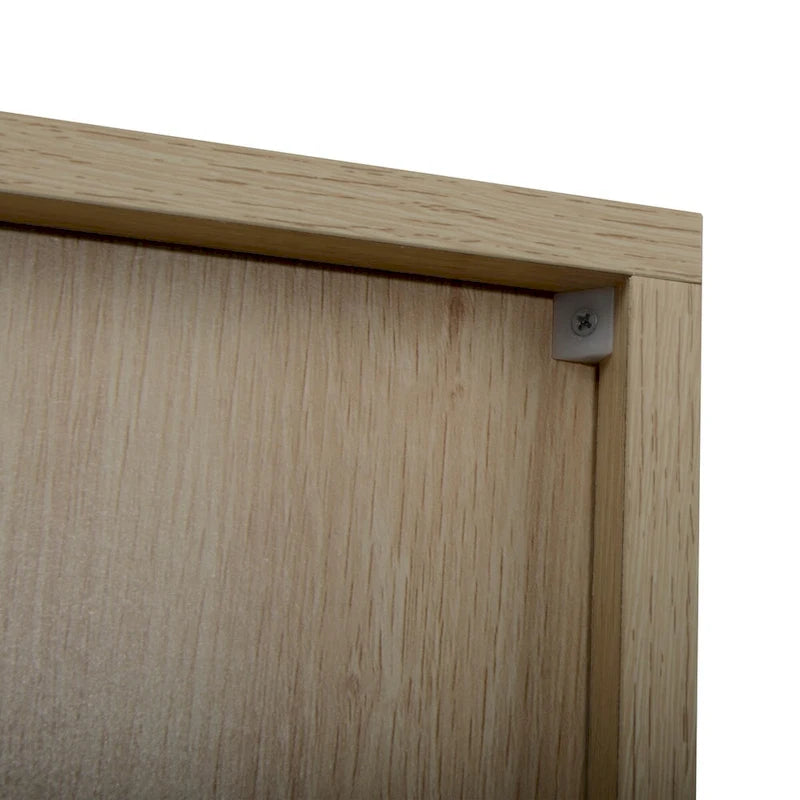 Meuble Haut en Rotin Naturel 2 Portes, Étagère Réglable, Montage Facile, Armoire Autonome pour Salon Chambre à Coucher