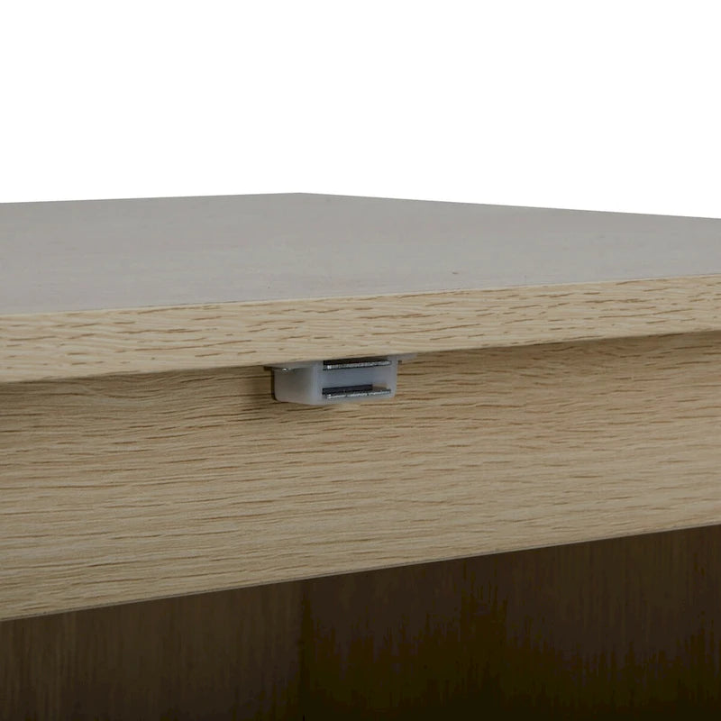 Meuble Haut en Rotin Naturel 2 Portes, Étagère Réglable, Montage Facile, Armoire Autonome pour Salon Chambre à Coucher
