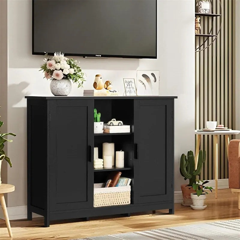 Meuble de rangement 2 portes, 4 étagères - 30P x 90L x 80,5H cm
