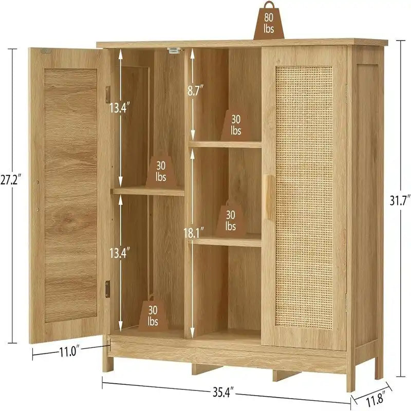 Meuble de rangement 2 portes, 4 étagères - 30P x 90L x 80,5H cm