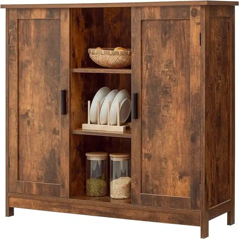 Meuble de rangement 2 portes, 4 étagères - 30P x 90L x 80,5H cm