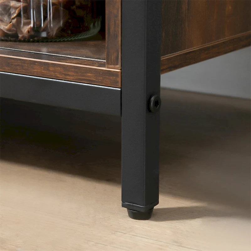 Vaisselier de cuisine avec portes coulissantes de style grange et étagères réglables