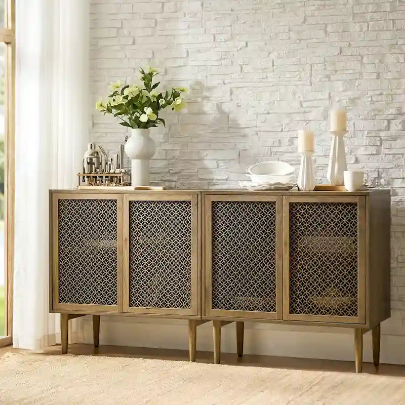 Meuble d'appoint moderne de 81 cm de haut à 2 portes avec lumière