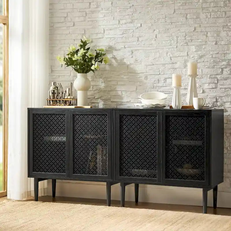 Meuble d'appoint moderne de 81 cm de haut à 2 portes avec lumière