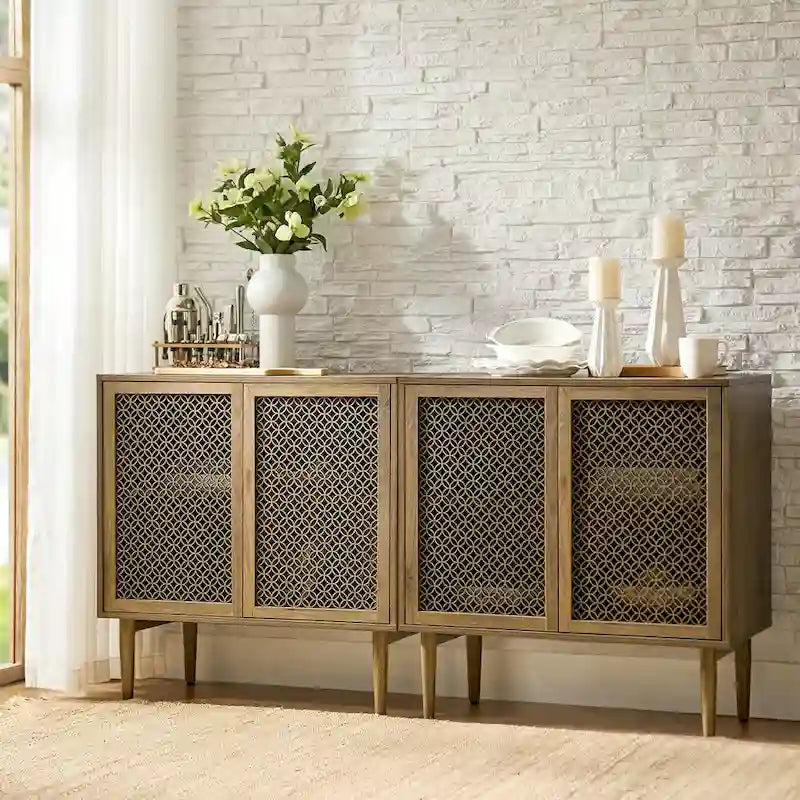 Meuble d'appoint moderne de 81 cm de haut à 2 portes avec lumière
