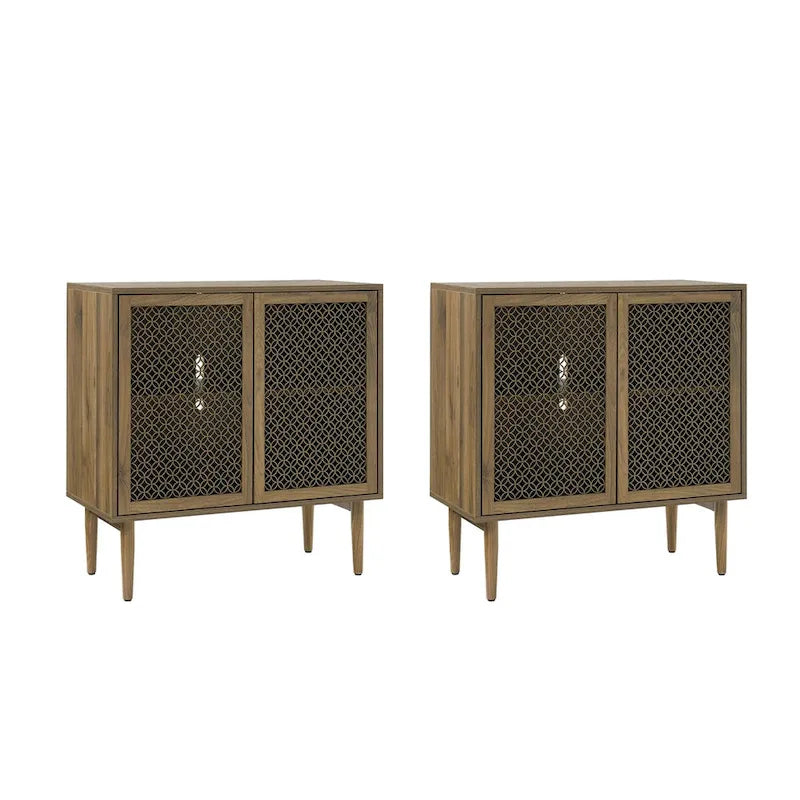 Meuble d'appoint moderne de 81 cm de haut à 2 portes avec lumière