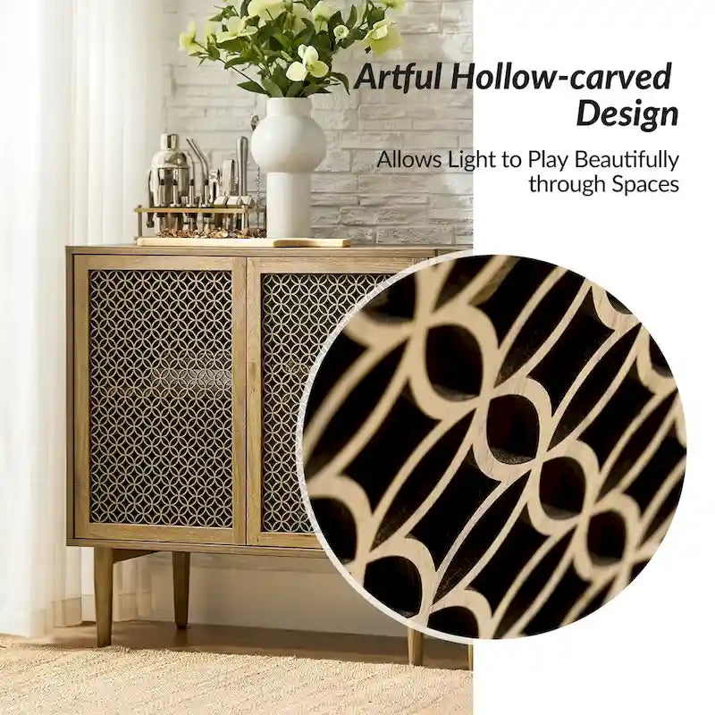 Meuble d'appoint moderne de 81 cm de haut à 2 portes avec lumière
