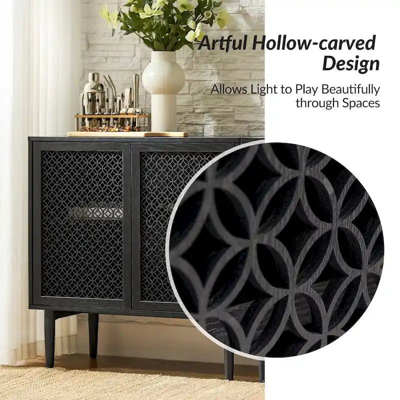 Meuble d'appoint moderne de 81 cm de haut à 2 portes avec lumière