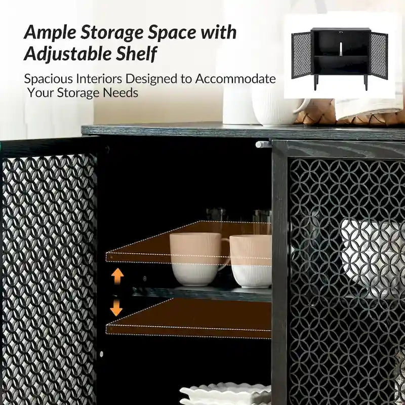 Meuble d'appoint moderne de 81 cm de haut à 2 portes avec lumière