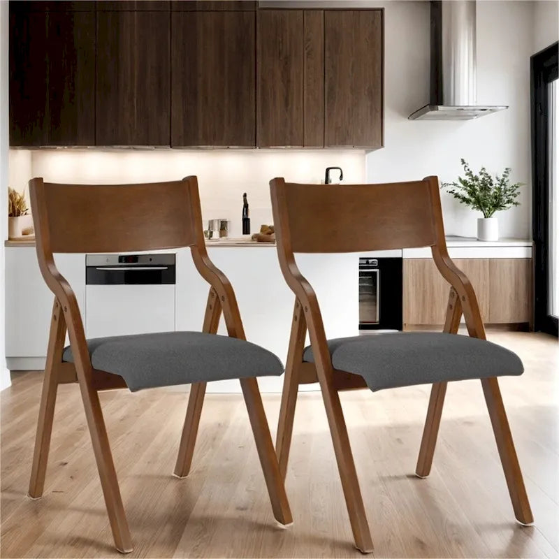 Upholstered Folding Dining Chair with Wood Legs (Set Of 2)