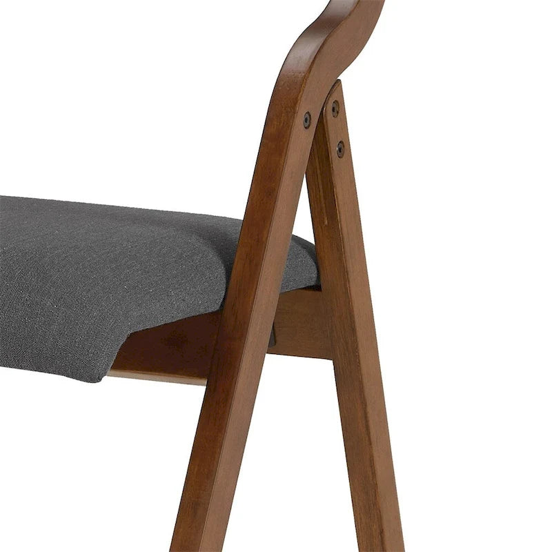 Upholstered Folding Dining Chair with Wood Legs (Set Of 2)
