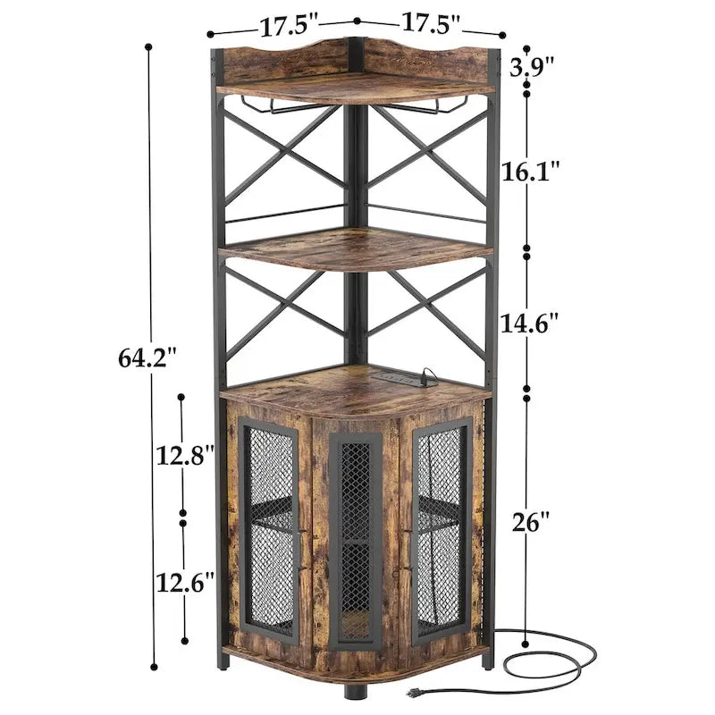 Bahut d'angle de style fermier en bois avec huche supérieure