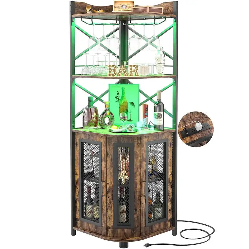 Bahut d'angle de style fermier en bois avec huche supérieure