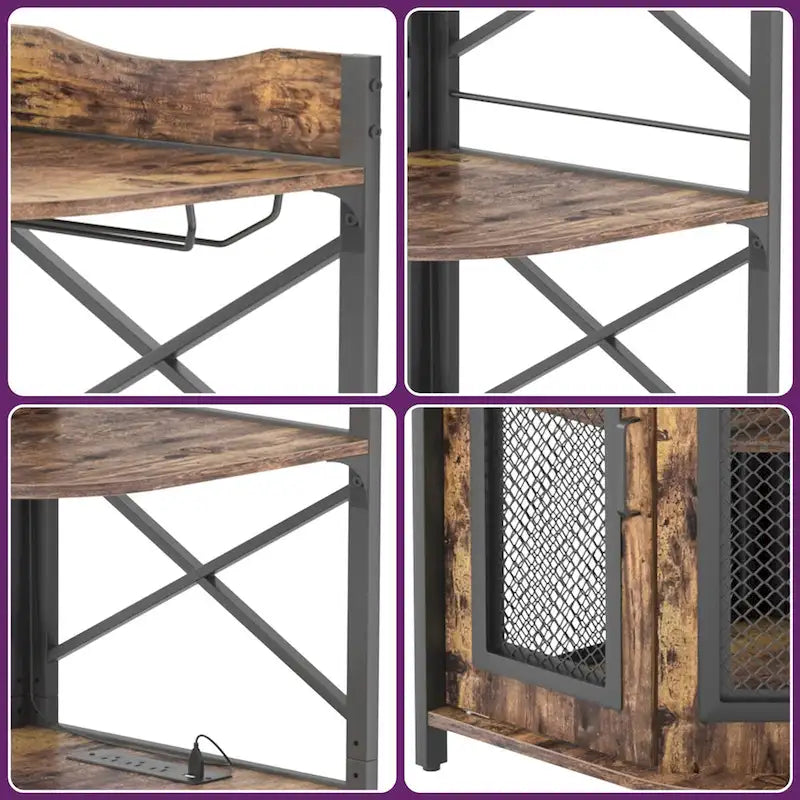 Bahut d'angle de style fermier en bois avec huche supérieure