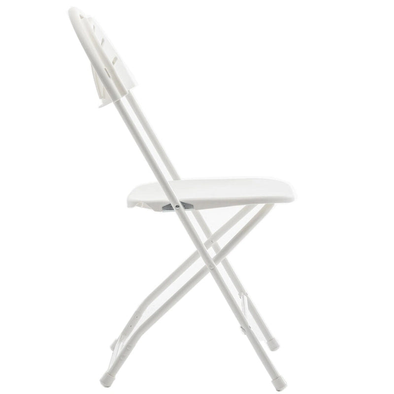 BTEXPERT White Plastic Folding Chair Steel Frame Commercial High Capacity Event Chair Lightweight Wedding Party Set of 2