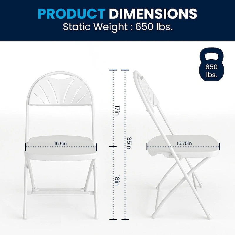 650 lb. Capacity Plastic Fan Back Folding Chair