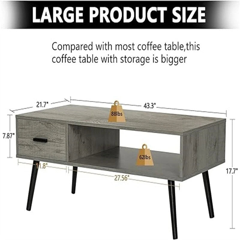 A coffee table with drawers