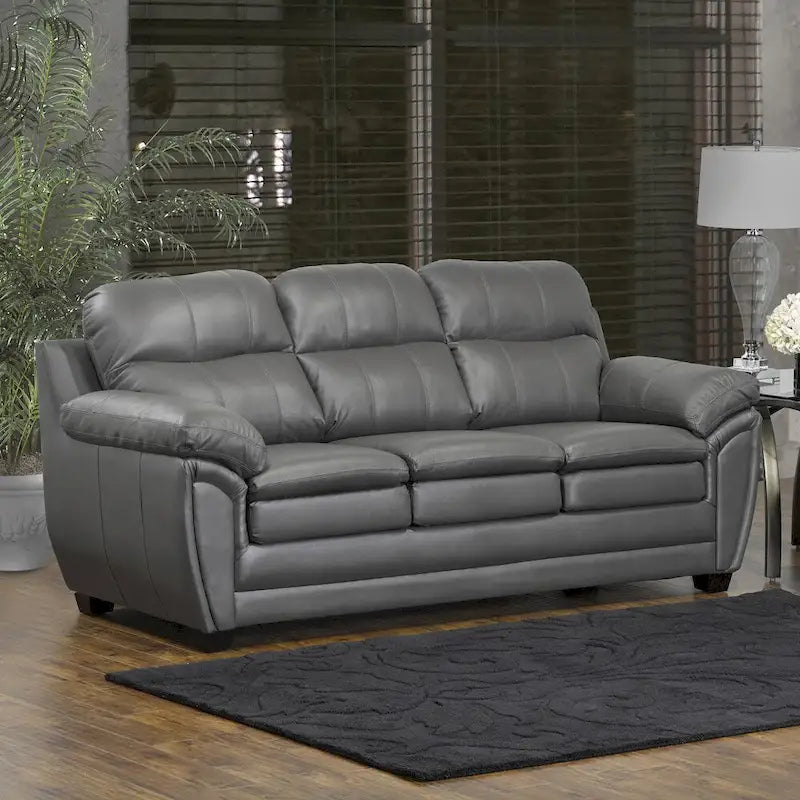 Marcus Premium Grey Top Grain Leather Sofa