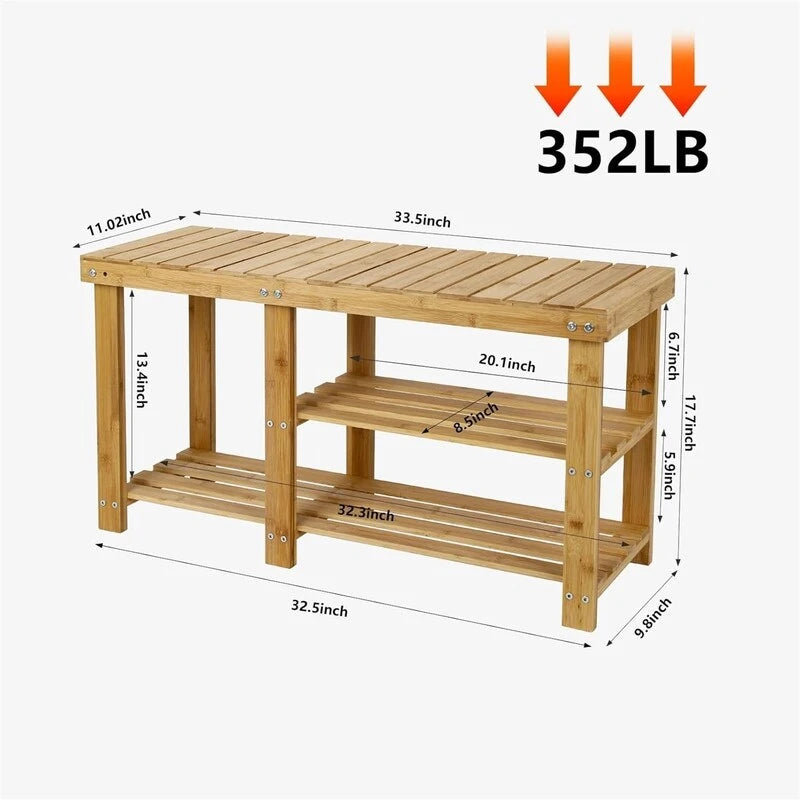 hoe Rack Bench for Entryway - 33.5D x 11.02W x 17.7H