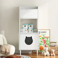 Meuble cache-litière avec étagères et portes, maison de toilette pour chat en bois blanc, maison de chat d'intérieur industrielle, meuble de rangement pour animaux de compagnie