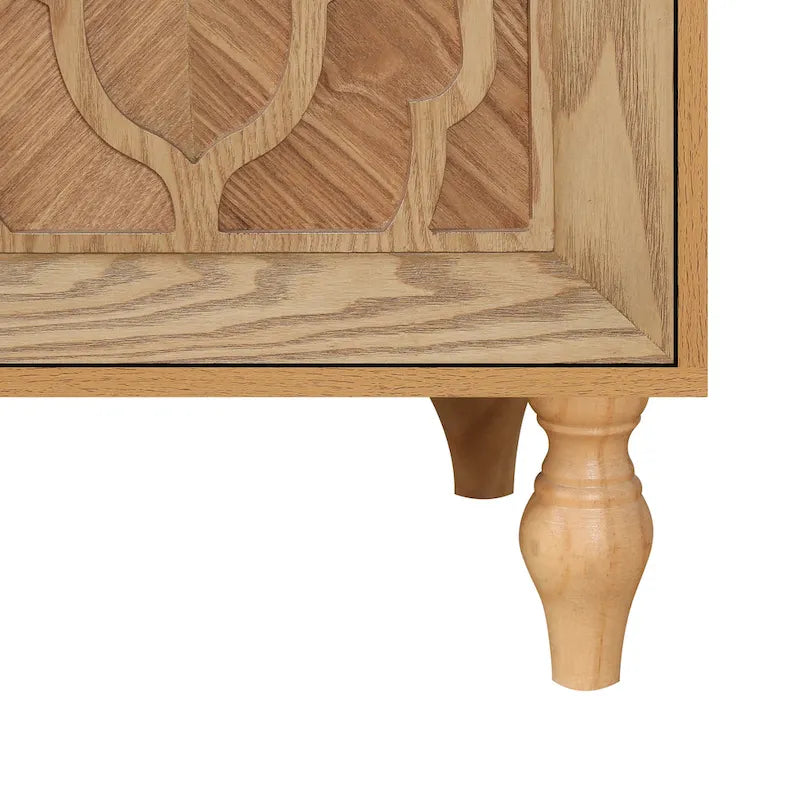 Meuble de rangement à fleurs sculptées avec poignée métallique