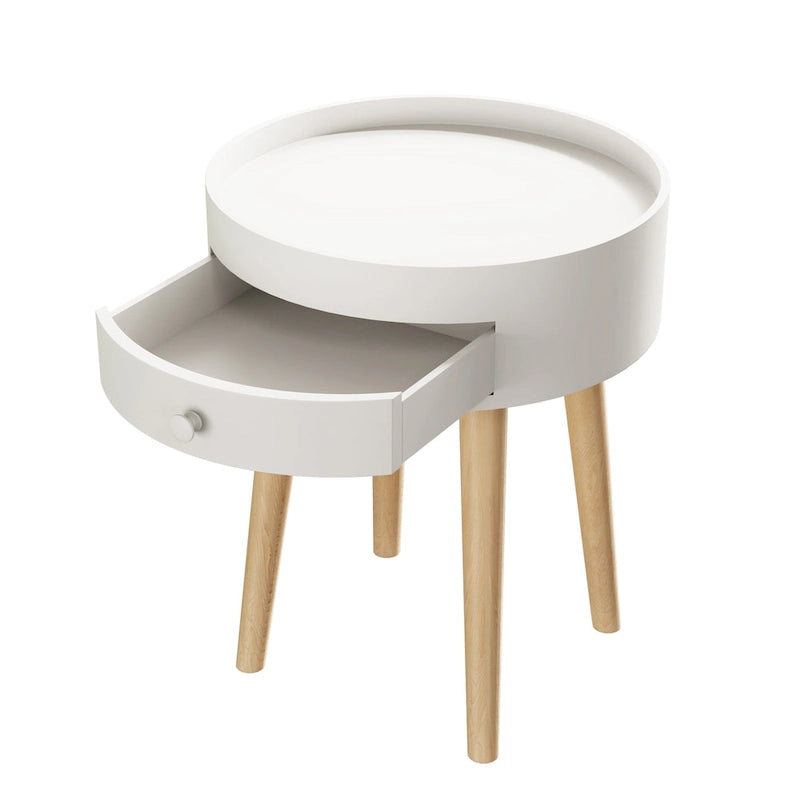 Modern Coffee Table with Drawer, Bedside Table, Sofa Side Table, Oak Table Legs, Suitable for Living Room and Bedroom