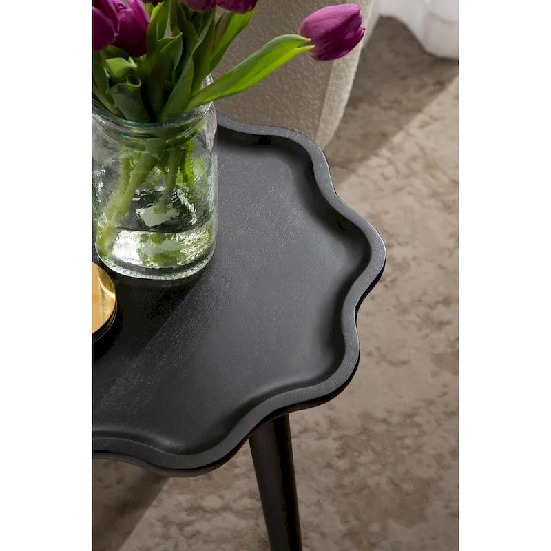 Kate and Laurel Alezar Scallop Wood Side Table