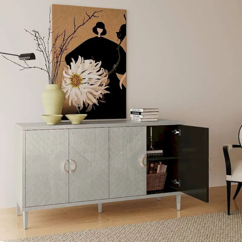 Buffet/Bahut de Rangement 4 Portes, Élégant et Fonctionnel
