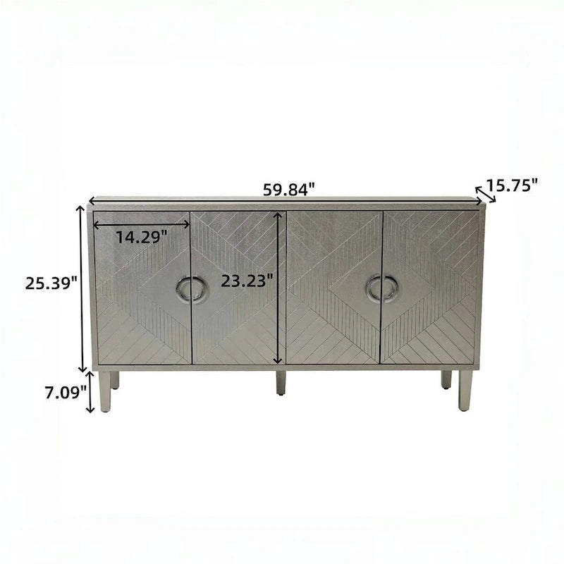 Buffet/Bahut de Rangement 4 Portes, Élégant et Fonctionnel