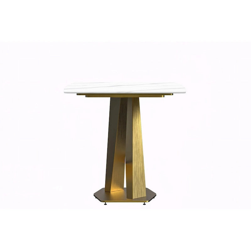 Voren Dining Table with Rectangular Top and Stainless Steel Base