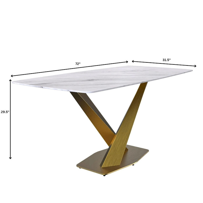 Voren Dining Table with Rectangular Top and Stainless Steel Base
