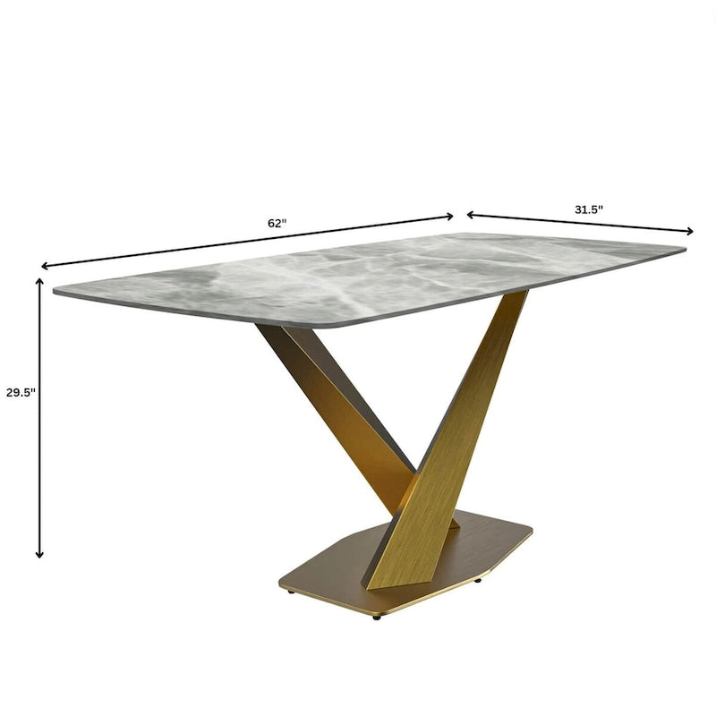 Voren Dining Table with Rectangular Top and Stainless Steel Base