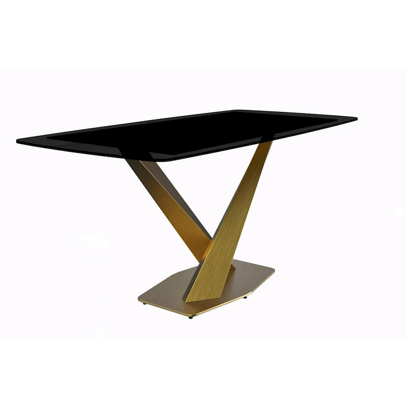 Voren Dining Table with Rectangular Top and Stainless Steel Base
