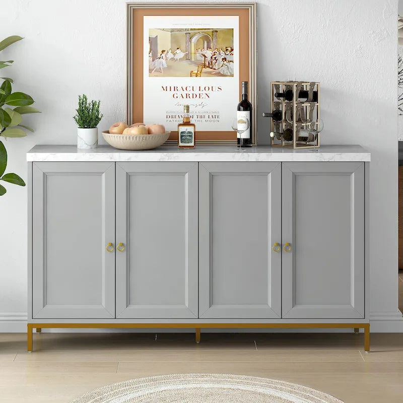 Buffets/bahuts pour salle à manger avec plateau imitation marbre et grand espace de rangement