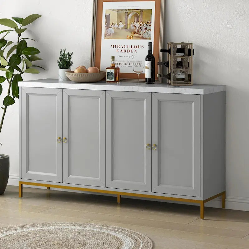 Buffets/bahuts pour salle à manger avec plateau imitation marbre et grand espace de rangement