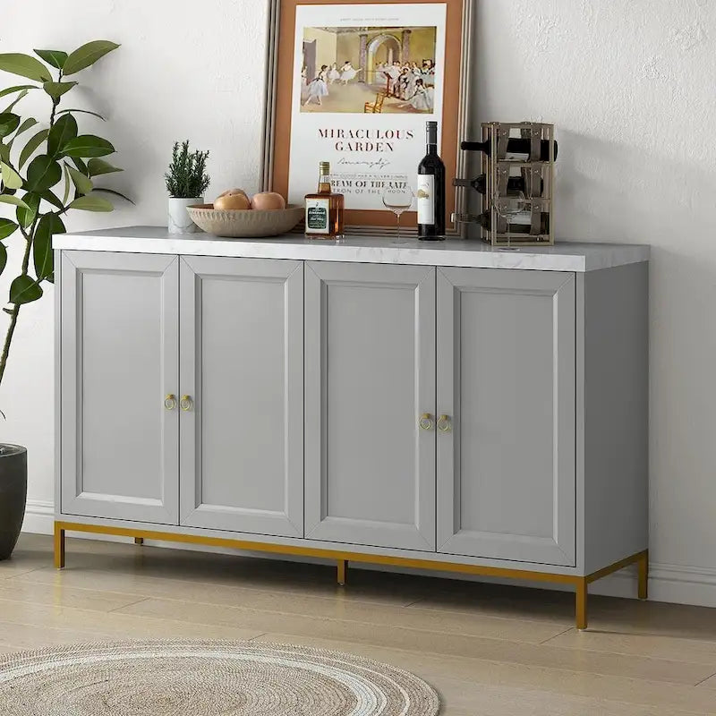 Buffets/bahuts pour salle à manger avec plateau imitation marbre et grand espace de rangement