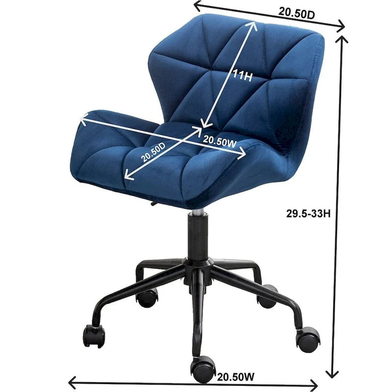 Diamond Tufted Armless Adjustable Swivel Home Office Chair