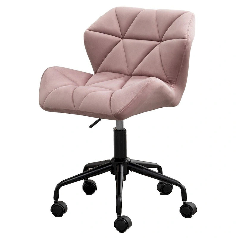 Diamond Tufted Armless Adjustable Swivel Home Office Chair