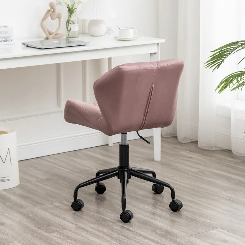 Diamond Tufted Armless Adjustable Swivel Home Office Chair