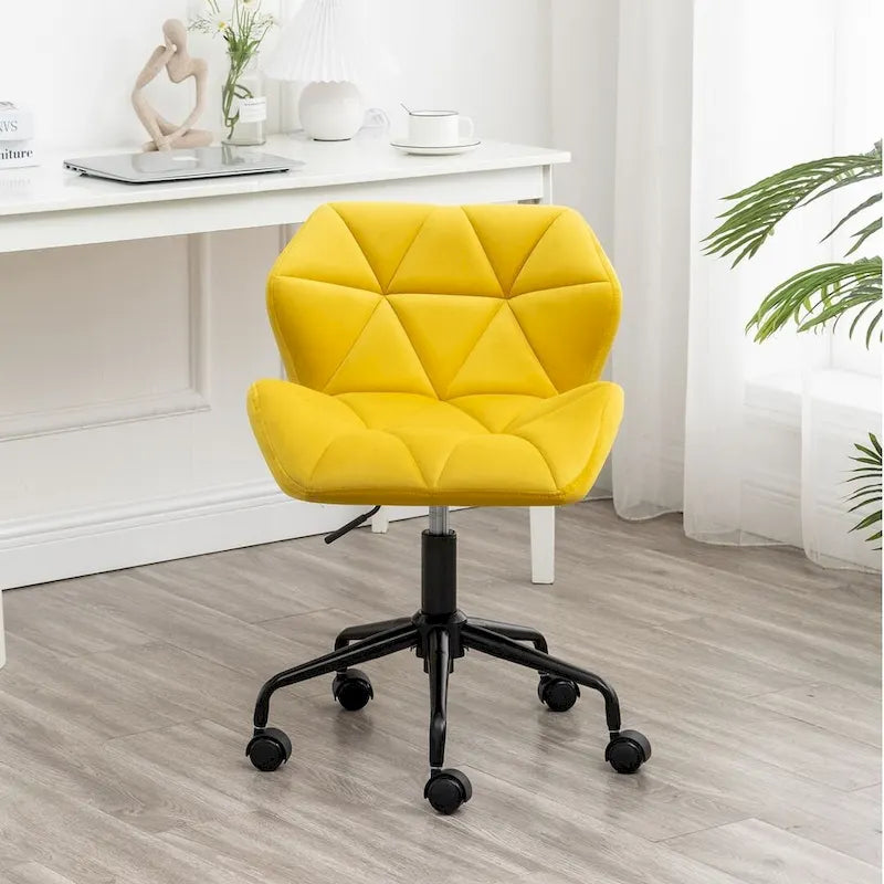 Diamond Tufted Armless Adjustable Swivel Home Office Chair
