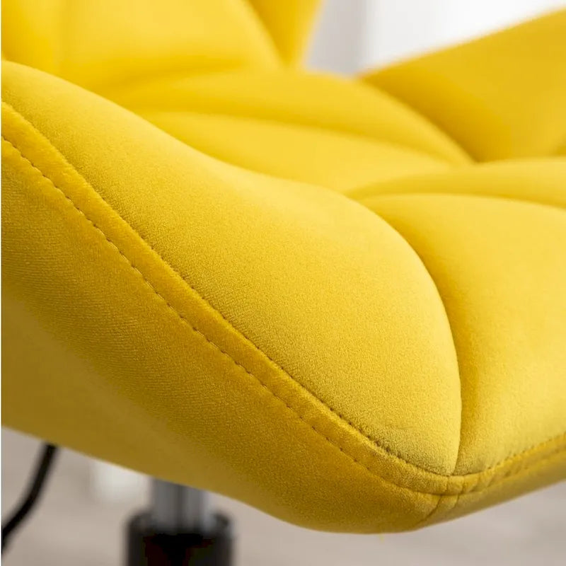 Diamond Tufted Armless Adjustable Swivel Home Office Chair