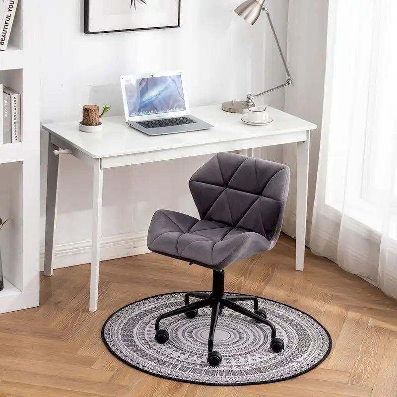 Diamond Tufted Armless Adjustable Swivel Home Office Chair