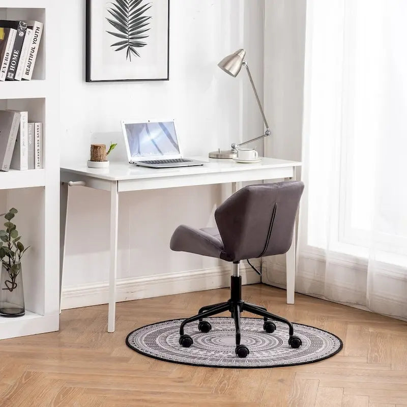 Diamond Tufted Armless Adjustable Swivel Home Office Chair