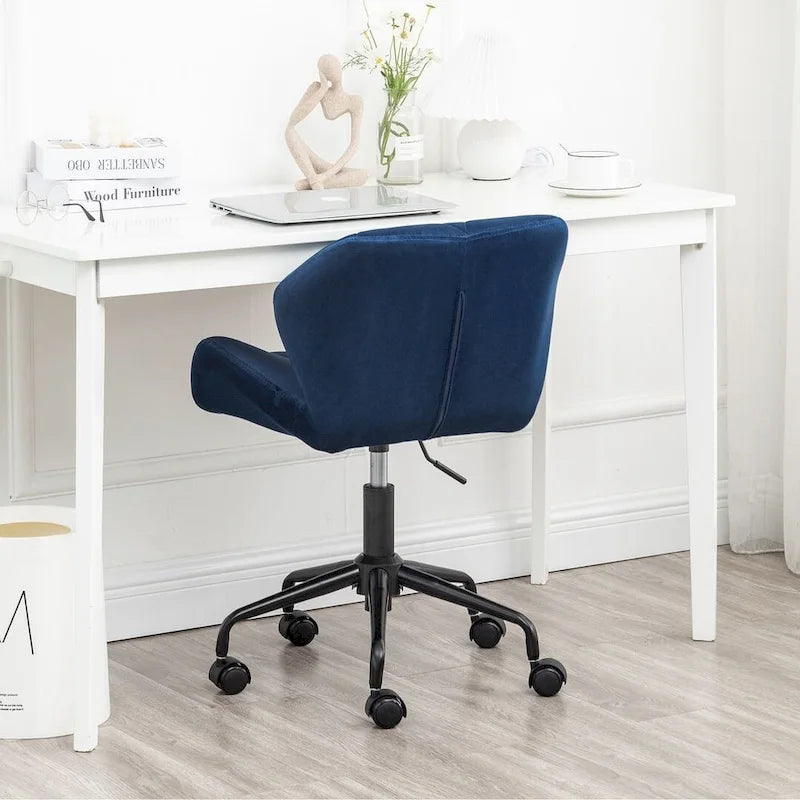 Diamond Tufted Armless Adjustable Swivel Home Office Chair